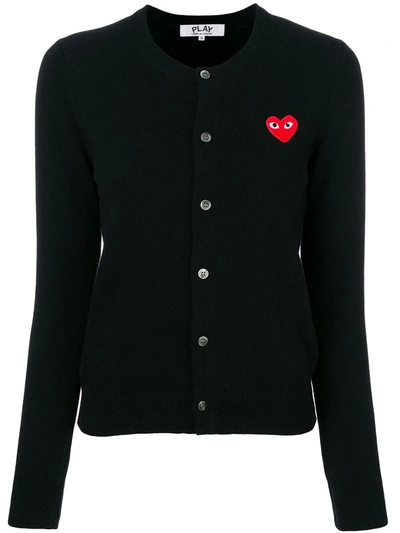 Shop Comme Des Garçons Play Heart Logo Cardigan In Black