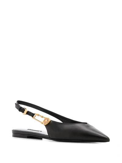 Shop Versace Safety Pin Point-toe Flats In Black