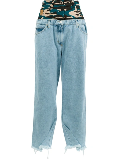 Shop Natasha Zinko Frayed Hem Jeans In Blue