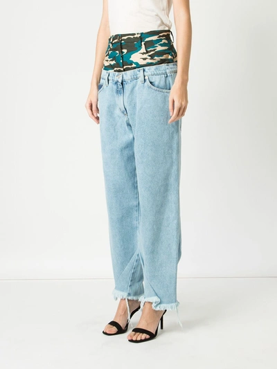 Shop Natasha Zinko Frayed Hem Jeans In Blue