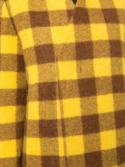 Shop Rick Owens Plaid Coat In Yellow