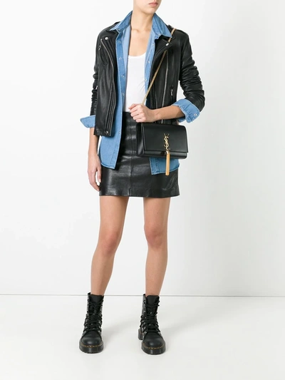 Shop Saint Laurent Medium Monogram Kate Shoulder Bag In Black