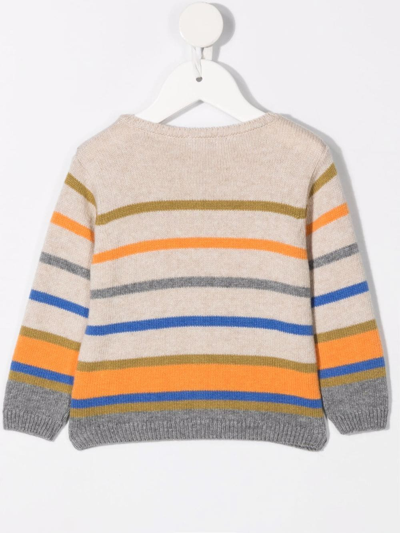 Shop Knot Sky Striped-knit Cardigan In Neutrals