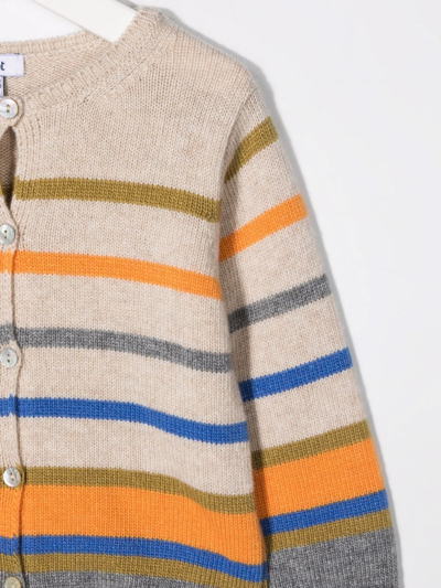 Shop Knot Sky Striped-knit Cardigan In Neutrals
