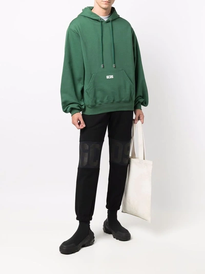 Gcds Cotton Sweatshirt With Contrasting Embroidered Mini Logo In Grün