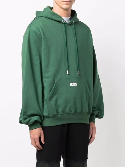 Gcds Cotton Sweatshirt With Contrasting Embroidered Mini Logo In Grün