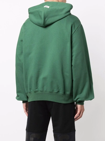 Gcds Cotton Sweatshirt With Contrasting Embroidered Mini Logo In Grün