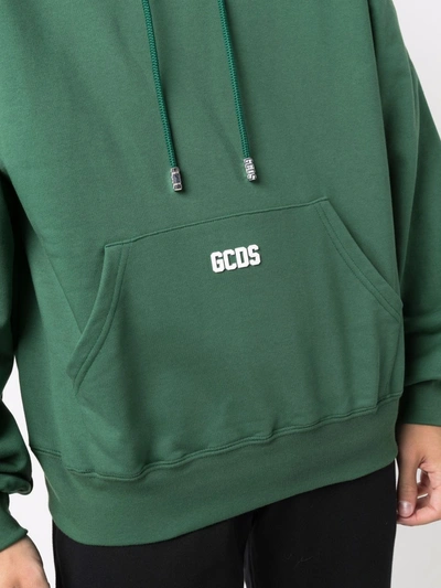 Gcds Cotton Sweatshirt With Contrasting Embroidered Mini Logo In Grün