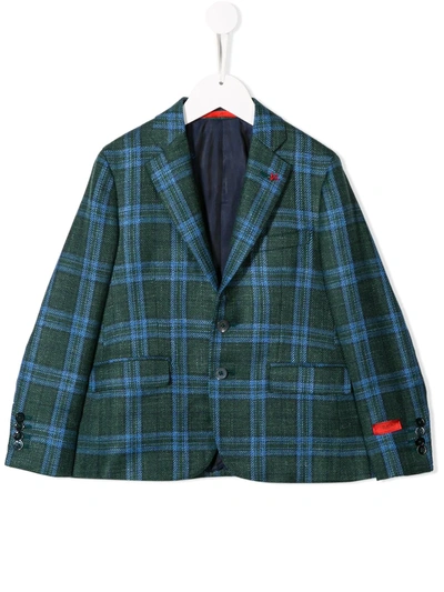 Shop Isaia Slim-fit Plaid Blazer In Green