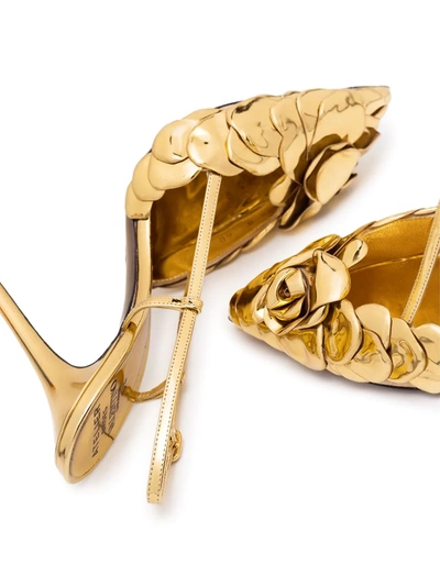 Valentino Atelier Shoes 03 Rose Edition Slingback 110mm Pumps In Gold
