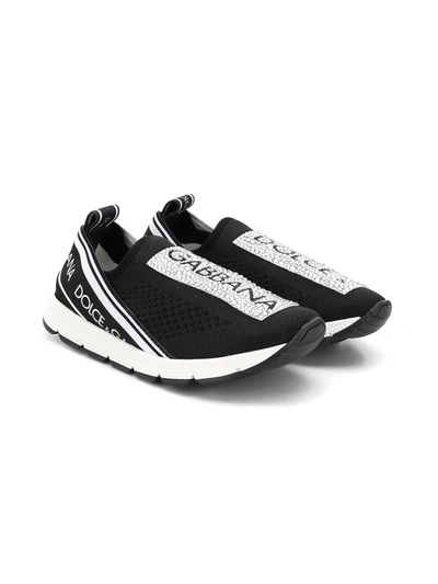 Dolce & Gabbana Sorrento Logo-tape Slip-on Sneakers In Black