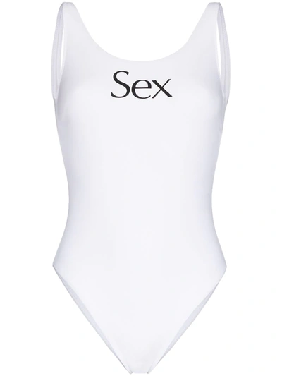 Shop More Joy Sex Print Swimsuit In White