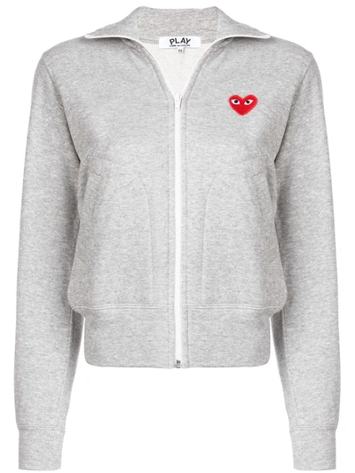 Shop Comme Des Garçons Play Heart Logo-patch Track Jacket In Grey