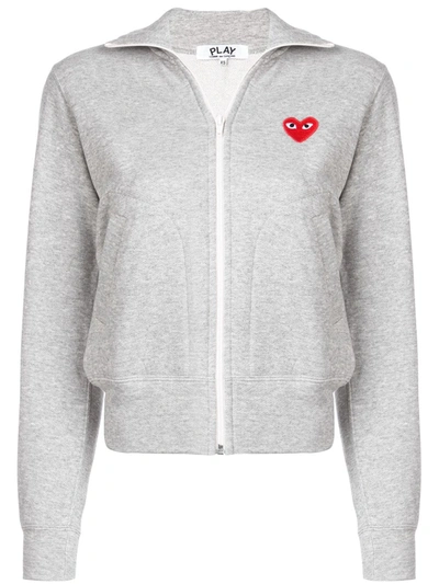 Comme Des Garçons Play Heart Logo-patch Track Jacket In Grey