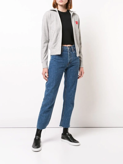 Comme Des Garçons Play Heart Logo-patch Track Jacket In Grey
