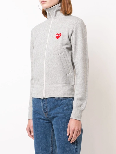 Comme Des Garçons Play Heart Logo-patch Track Jacket In Grey