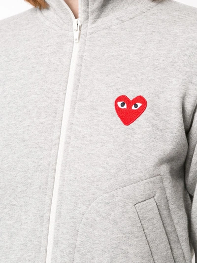 Comme Des Garçons Play Heart Logo-patch Track Jacket In Grey