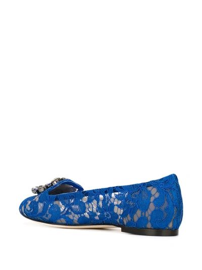 Shop Dolce & Gabbana Vally Taormina Lace Ballerina Shoes In Blue