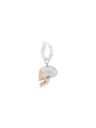 Shop True Rocks Skull Hoop Earring In Metallic