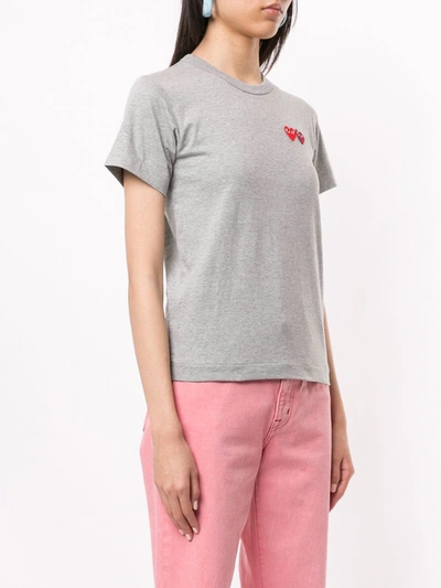 Shop Comme Des Garçons Play Logo Embroidered Crew Neck T-shirt In Grey