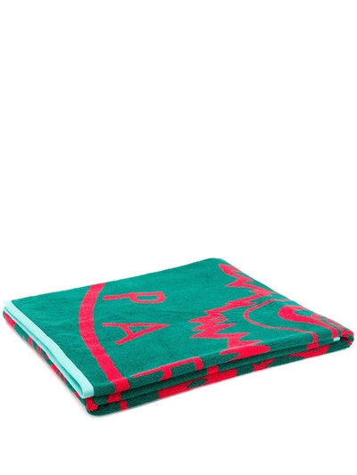 Shop Kenzo Logo Print Beach Towel In Green