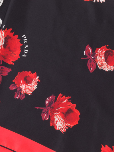 Shop Prada Floral-print Silk Scarf In Black