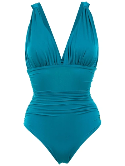 Shop Brigitte Ruched Swimsuit In Blue