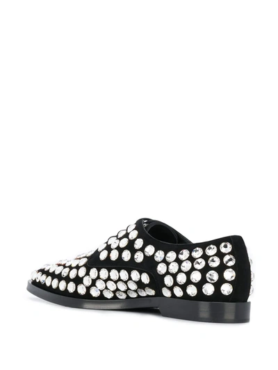 Shop Dolce & Gabbana Rhinestone Embellished Derby Shoes In Black