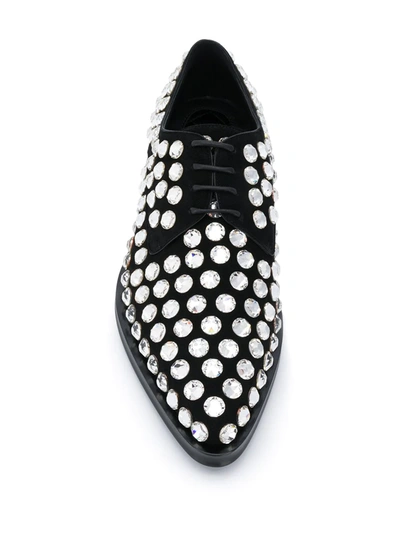 Shop Dolce & Gabbana Rhinestone Embellished Derby Shoes In Black