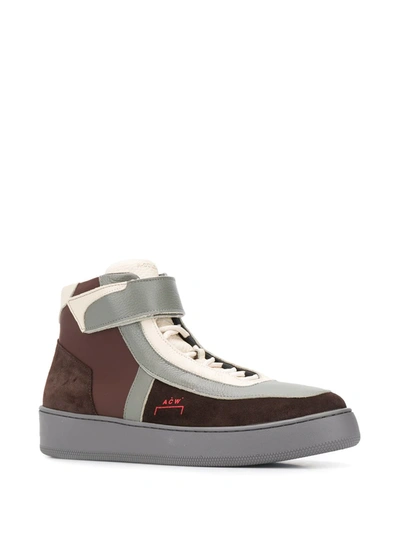 Shop A-cold-wall* Logo Printed High Top Sneakers In Brown