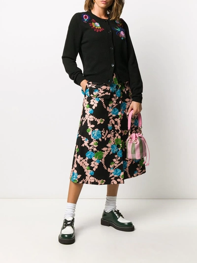 Shop La Doublej Peggy Floral Print Skirt In Black
