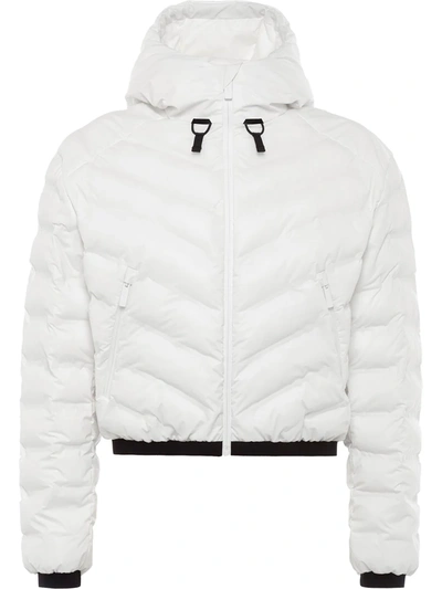 Shop Prada Linea Rossa Cropped Puffer Jacket In White