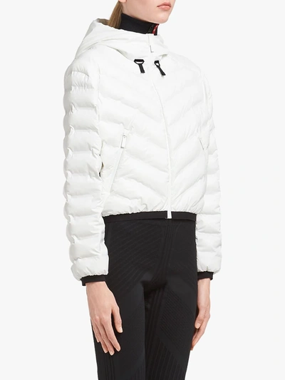 Shop Prada Linea Rossa Cropped Puffer Jacket In White