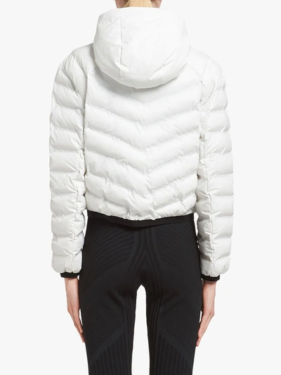 Shop Prada Linea Rossa Cropped Puffer Jacket In White