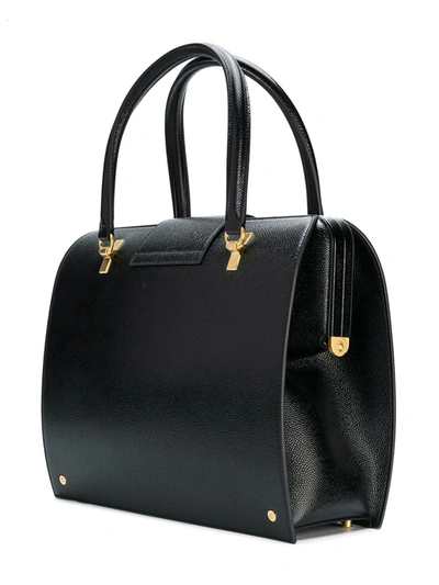 Shop Thom Browne Mrs. Thom Lucido Leather Tote Bag In Black