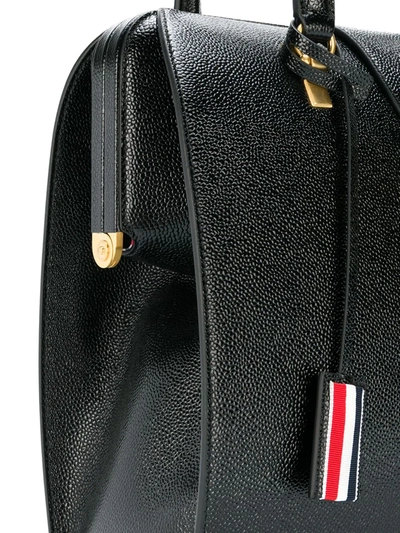 Shop Thom Browne Mrs. Thom Lucido Leather Tote Bag In Black