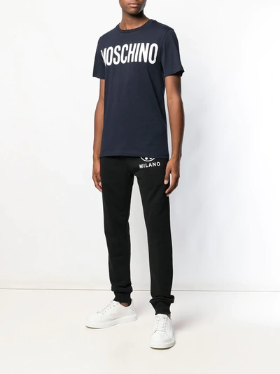 Shop Moschino Printed Logo T-shirt In 1510 Blue