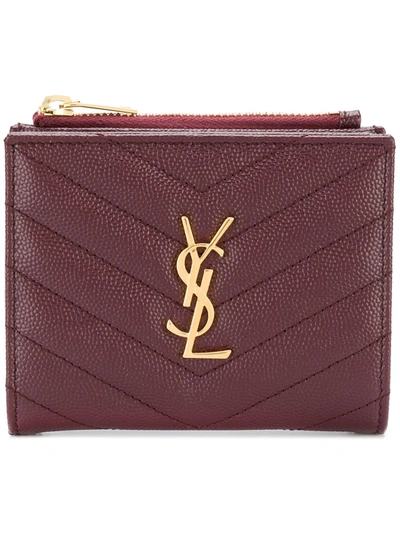 Shop Saint Laurent Envelop Wallet In Red