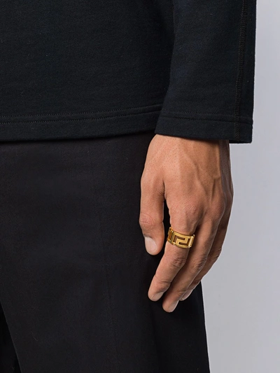 Shop Versace Greco Motif Ring In Gold