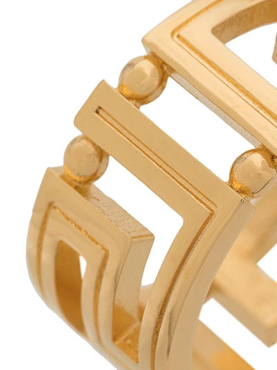 Shop Versace Greco Motif Ring In Gold