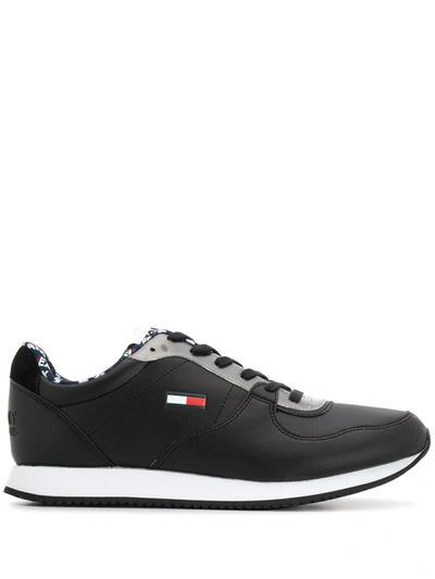Shop Tommy Jeans Logo Lace-up Sneakers In Black