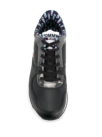 Shop Tommy Jeans Logo Lace-up Sneakers In Black