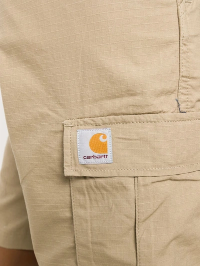 Shop Carhartt Side Logo Patch Shorts In Neutrals