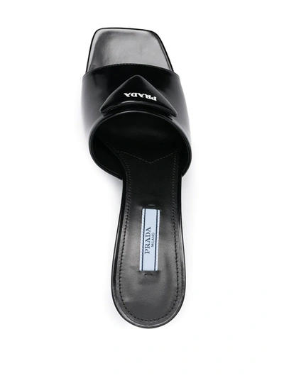 Shop Prada Logo Plaque Mid-heel Mules In Black
