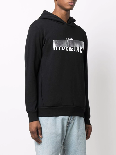 Hide & Jack Logo-print Pullover Hoodie In Black