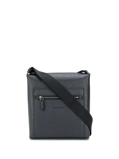 Shop Ferragamo Top Zip Messenger Bag In Black