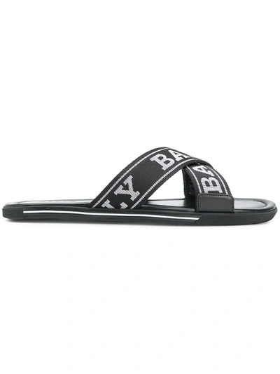 Shop Bally Bonks Logo Strap Sandals In Black