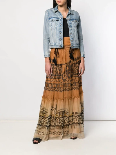 Shop Alberta Ferretti Long Patterned Skirt In Neutrals