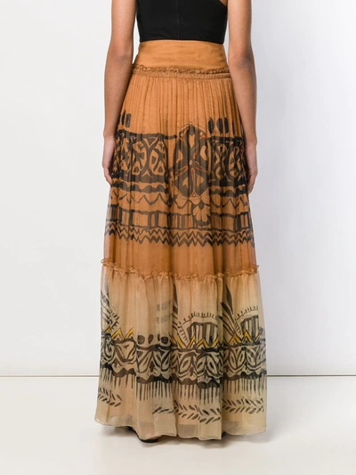 Shop Alberta Ferretti Long Patterned Skirt In Neutrals