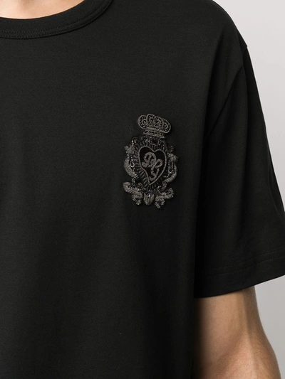 Shop Dolce & Gabbana Heraldic-patch Cotton T-shirt In Black